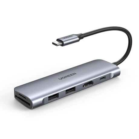 Hub/Dock Ugreen Docking Station CM195 (70411), Type-C to 2xUSB-A 3.0, HDMI 4k@30Hz, SD/TF Card Reader, Type-C PD 100W, Gri Spatial