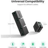 Cablu Ugreen Organizer 3+1 LP208 (70585), Main and Single, 4 Holder Clips, Negru