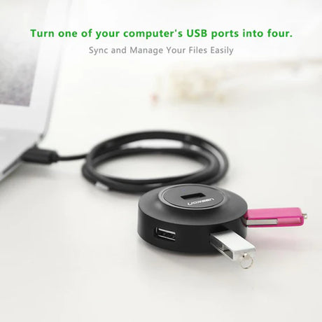 Hub/Dock Ugreen Connection Hub CR106 (20277), USB-A to 4xUSB-A 2.0, with Cable, 1m, Negru