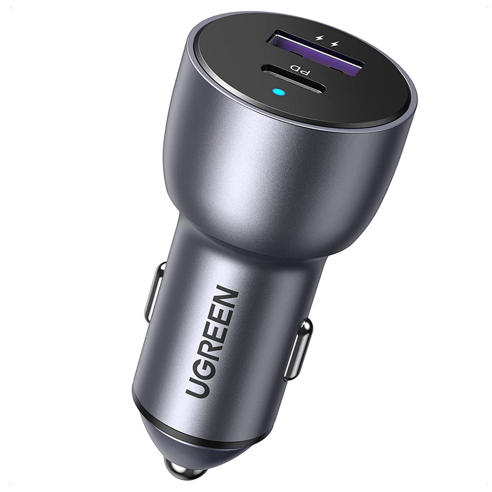 Incarcator Ugreen Car Aluminium Shell CD213 (60980), 2x USB-A, QC 3.0, 42.5W, Albastru Inchis