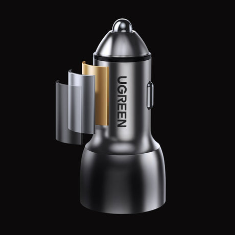 Incarcator Ugreen Car Aluminium Shell CD213 (60980), 2x USB-A, QC 3.0, 42.5W, Albastru Inchis