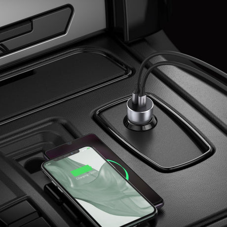 Incarcator Ugreen Car Aluminium Shell CD213 (60980), 2x USB-A, QC 3.0, 42.5W, Albastru Inchis