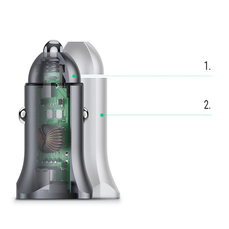 Incarcator Ugreen Car CD130 (30780), 2x USB-A, 24W, 4.8A, Gri Spatial