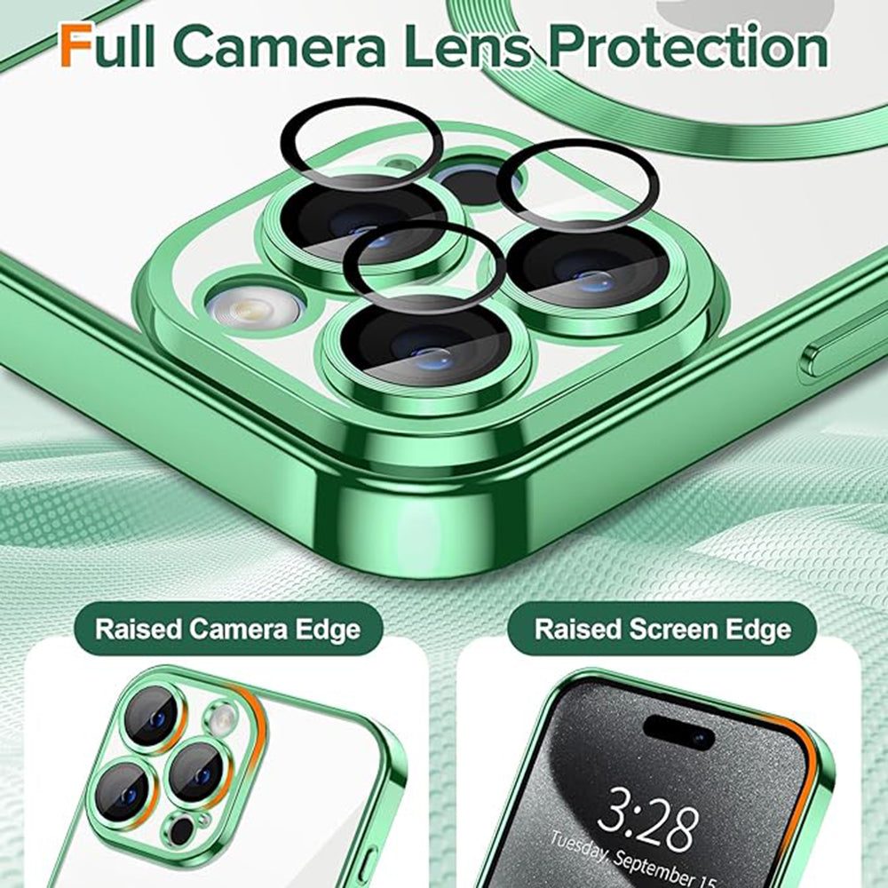 Husa de protectie Techsuit Luxury Crystal MagSafe compatibil cu iPhone 15 Pro Max, Verde Deschis