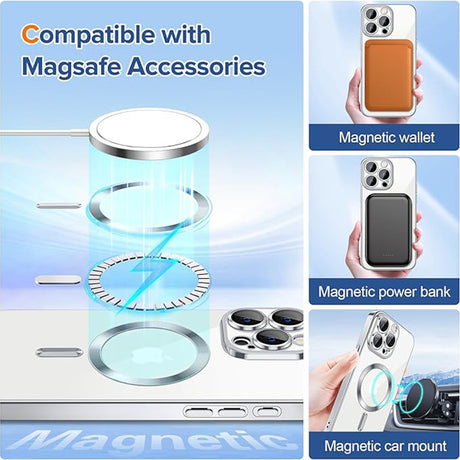 Husă Techsuit Luxury Crystal compatibil MagSafe pentru iPhone 15 Pro Max, argintie