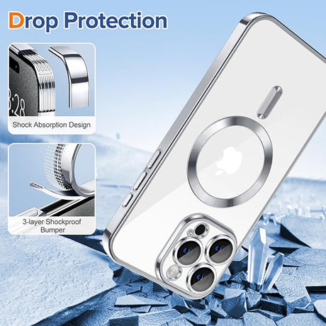 Husă Techsuit Luxury Crystal compatibil MagSafe pentru iPhone 15 Pro Max, argintie