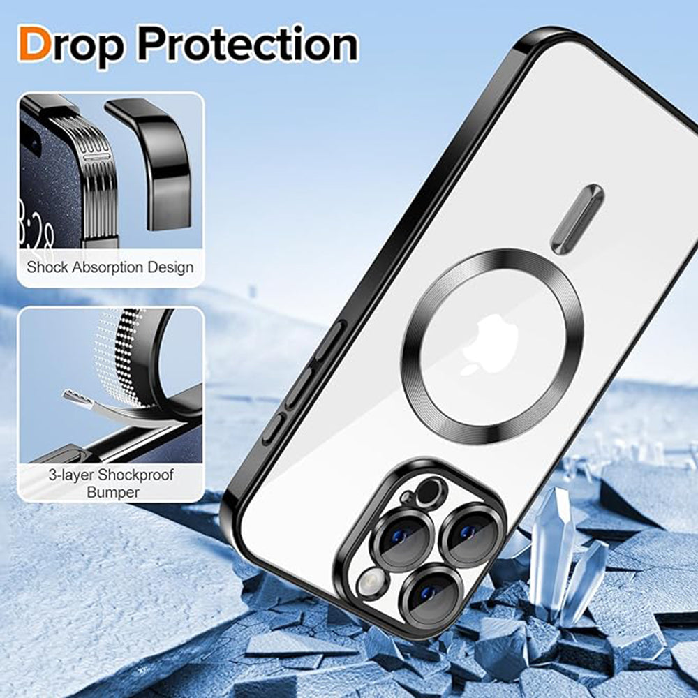 Husa de protectie Techsuit Luxury Crystal MagSafe compatibil cu iPhone 15 Pro Max, Negru