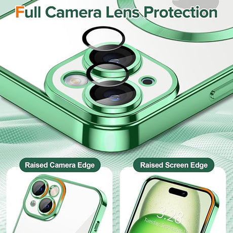 Husa de protectie Techsuit Luxury Crystal MagSafe compatibil cu iPhone 15 Plus, Verde Deschis