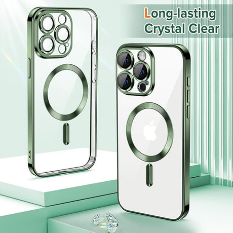 Husa de protectie Techsuit Luxury Crystal MagSafe compatibil cu iPhone 15 Pro, Deep Green