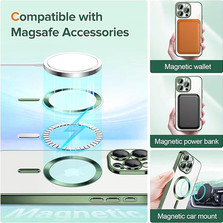 Husa de protectie Techsuit Luxury Crystal MagSafe compatibil cu iPhone 15 Pro, Deep Green