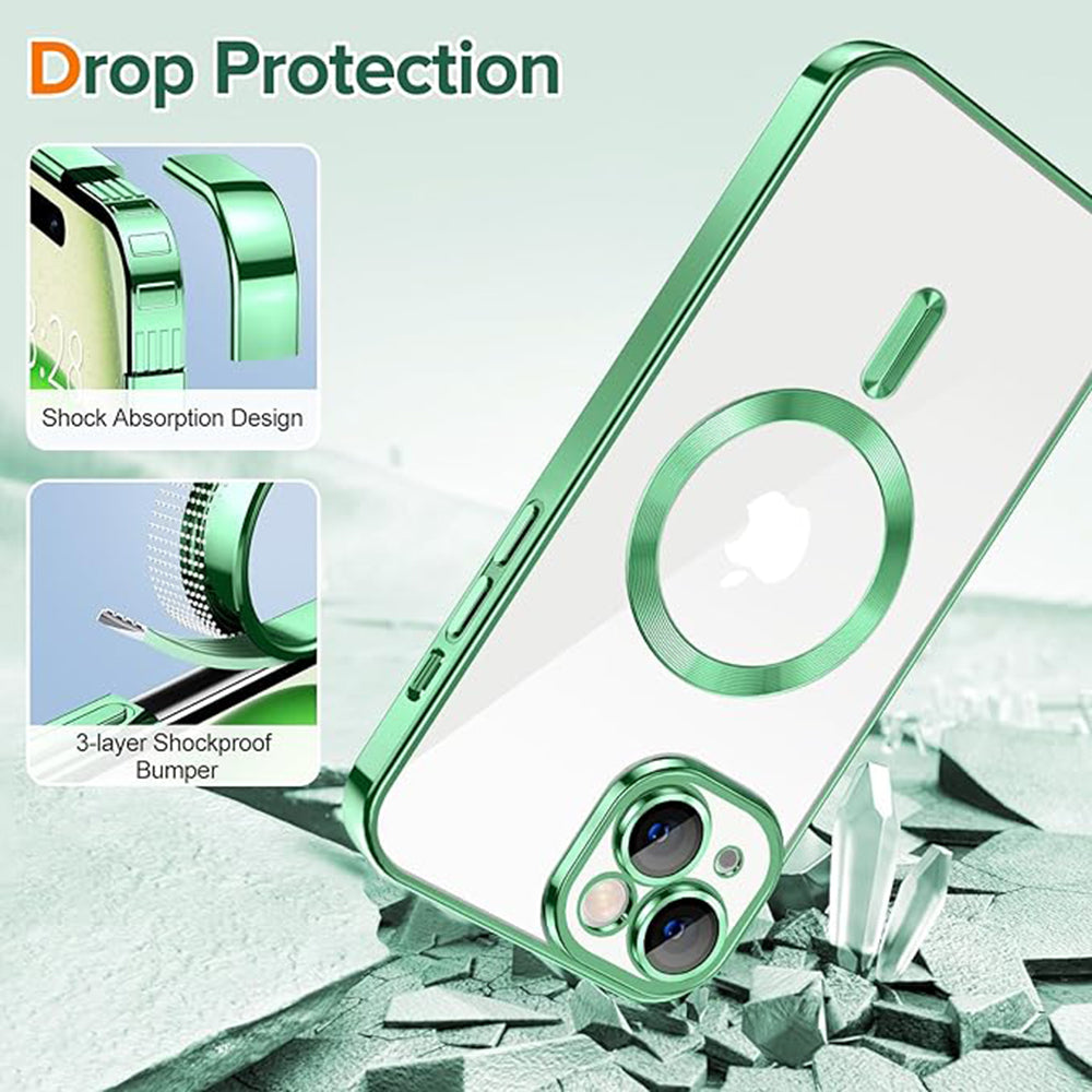 Husa de protectie Techsuit Luxury Crystal MagSafe compatibil cu iPhone 15, Verde Deschis