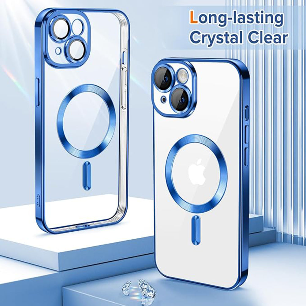 Husă Techsuit Luxury Crystal MagSafe pentru iPhone 15, albastru închis