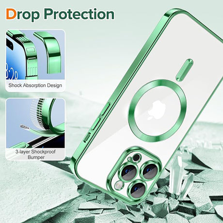 Husa de protectie Techsuit Luxury Crystal MagSafe compatibil cu iPhone 14 Pro Max, Verde Deschis