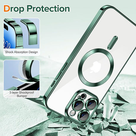 Husa de protectie Techsuit Luxury Crystal MagSafe compatibil cu iPhone 14 Pro Max, Deep Green