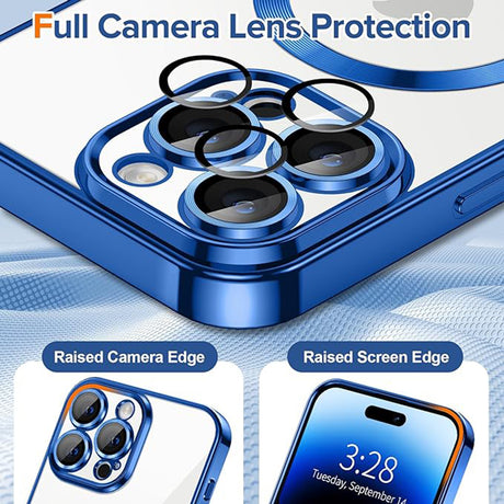 Husa de protectie Techsuit Luxury Crystal MagSafe compatibil cu iPhone 14 Pro Max, Albastru