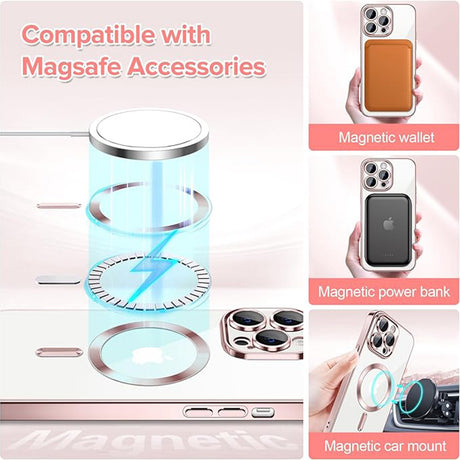 Husa de protectie Techsuit Luxury Crystal MagSafe compatibil cu iPhone 14 Pro Max, Roz