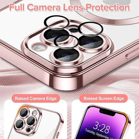 Husa de protectie Techsuit Luxury Crystal MagSafe compatibil cu iPhone 14 Pro Max, Roz