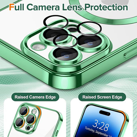 Husa de protectie Techsuit Luxury Crystal MagSafe compatibil cu iPhone 14 Pro, Verde Deschis
