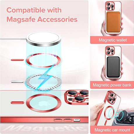 Husa de protectie Techsuit Luxury Crystal MagSafe compatibil cu iPhone 14 Pro, Rosu