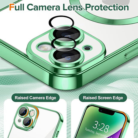 Husa de protectie Techsuit Luxury Crystal MagSafe compatibil cu iPhone 14 Plus, Verde Deschis