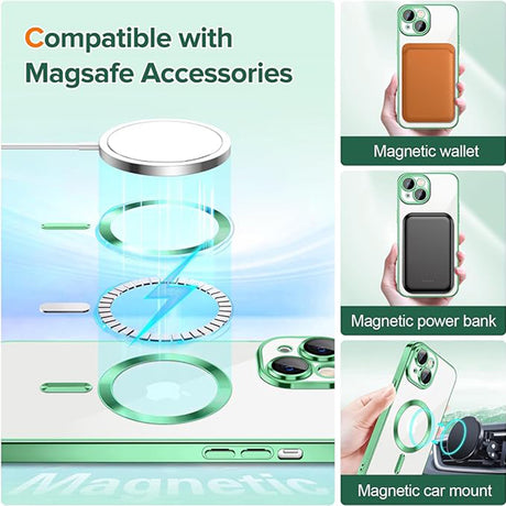 Husa de protectie Techsuit Luxury Crystal MagSafe compatibil cu iPhone 14 Plus, Verde Deschis