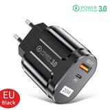 Incarcator Techsuit Premium (CHPD038), USB-A, QC 3.0, USB-C, 20W, Alb