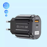 Incarcator Techsuit Premium (CHPD038), USB-A, QC 3.0, USB-C, 20W, Alb
