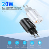 Incarcator Techsuit Premium (CHPD038), USB-A, QC 3.0, USB-C, 20W, Alb