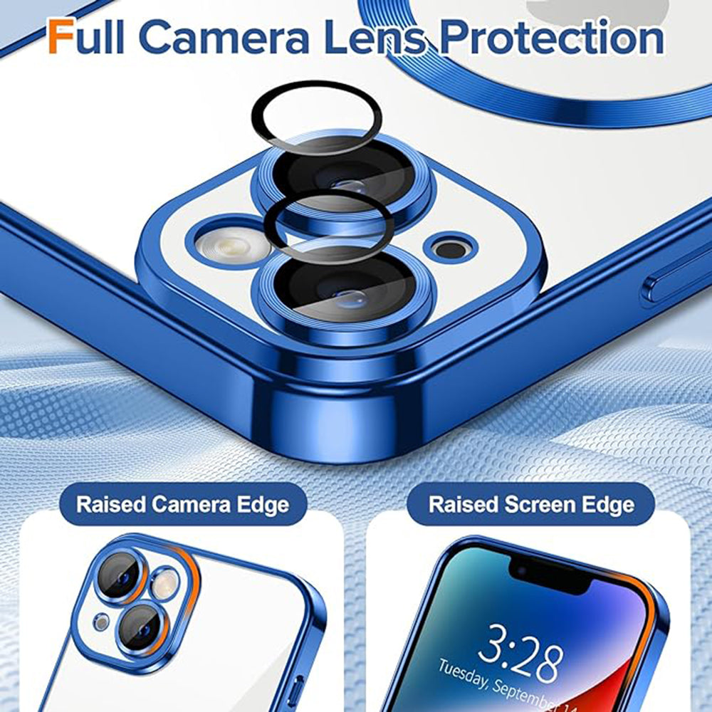 Husa de protectie Techsuit Luxury Crystal MagSafe compatibil cu iPhone 14, Albastru Inchis
