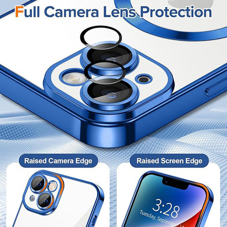 Techsuit Luxury Crystal MagSafe husă pentru iPhone 14, albastru închis