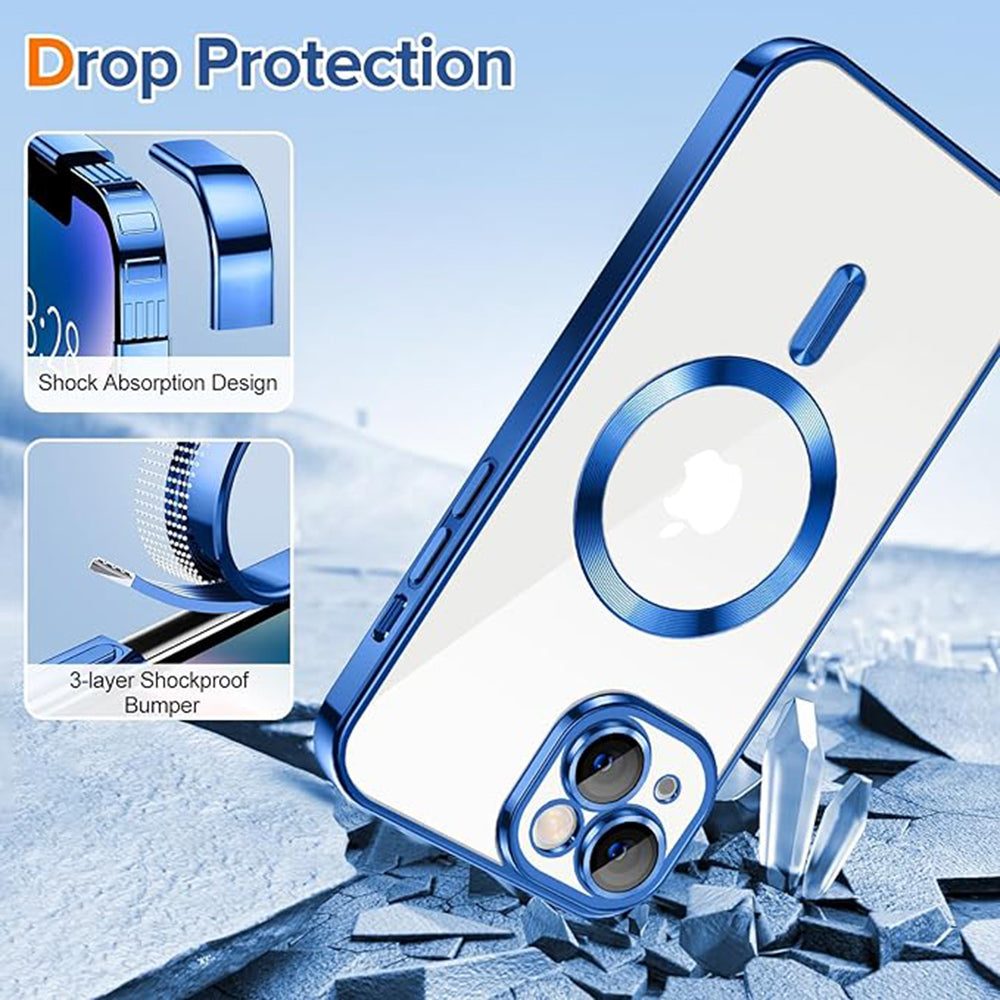 Husa de protectie Techsuit Luxury Crystal MagSafe compatibil cu iPhone 14, Albastru Inchis