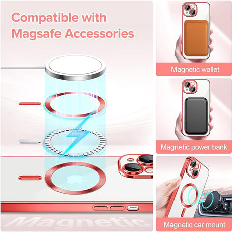 Techsuit Luxury Crystal MagSafe piros tok iPhone 14 készülékhez