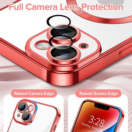 Techsuit Luxury Crystal MagSafe piros tok iPhone 14 készülékhez
