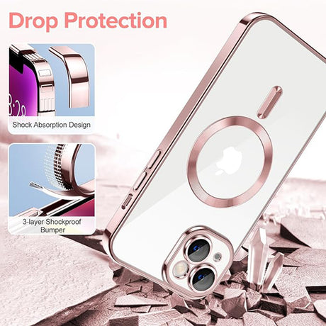 Husă de protecție Techsuit Luxury Crystal MagSafe pentru iPhone 14, roz