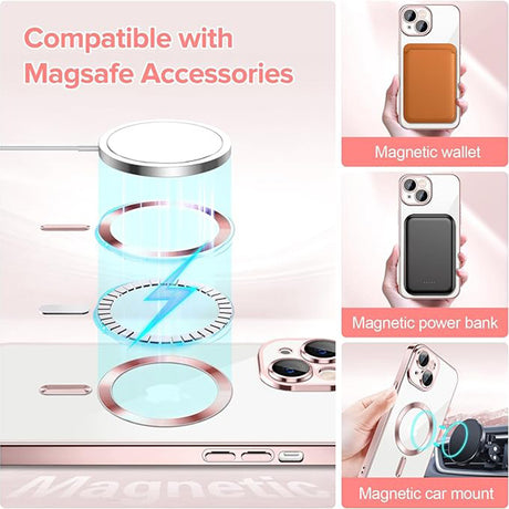 Husă de protecție Techsuit Luxury Crystal MagSafe pentru iPhone 14, roz