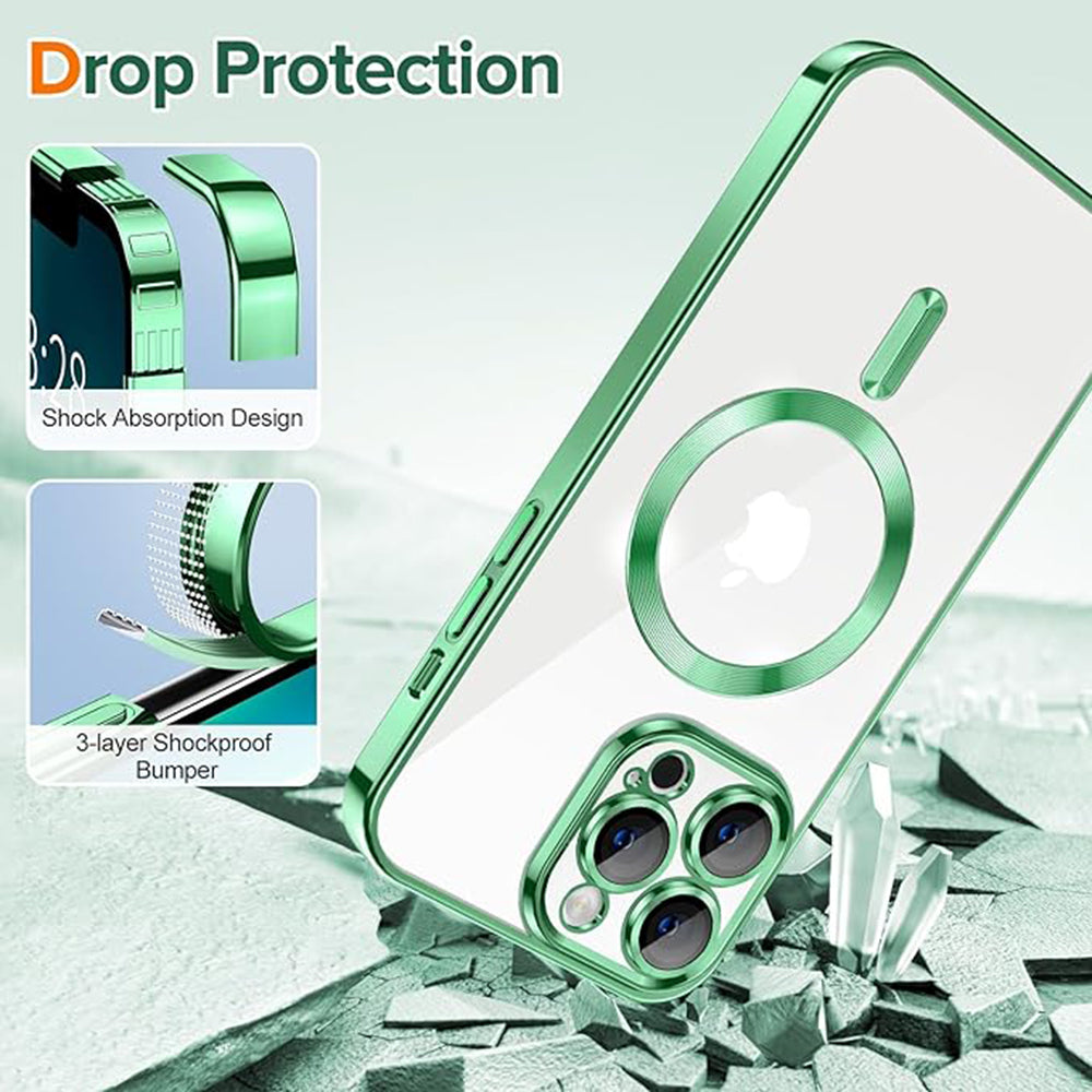 Husa de protectie Techsuit Luxury Crystal MagSafe compatibil cu iPhone 13 Pro Max, Verde deschis