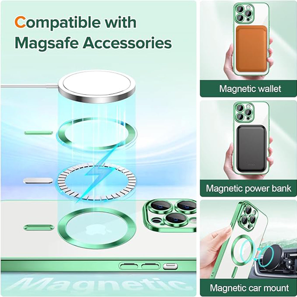 Husa de protectie Techsuit Luxury Crystal MagSafe compatibil cu iPhone 13 Pro Max, Verde deschis