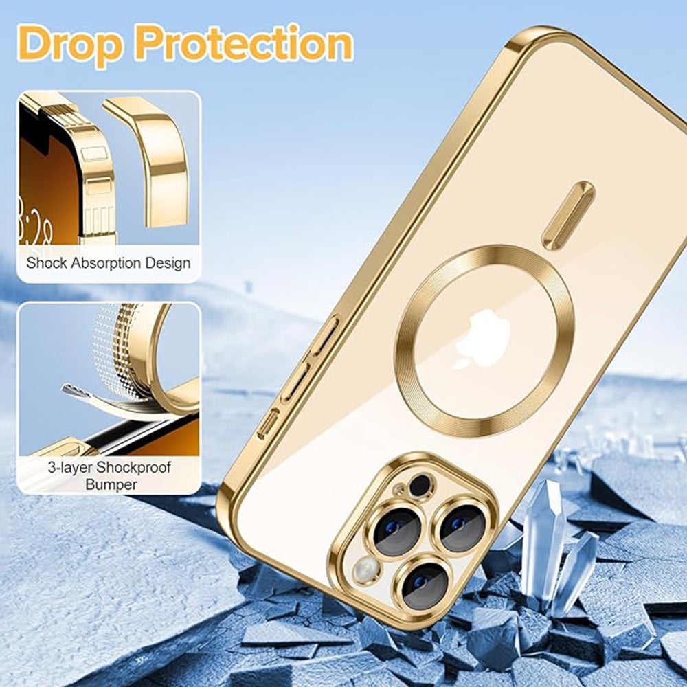 Husa de protectie Techsuit Luxury Crystal MagSafe compatibil cu iPhone 13 Pro Max, Auriu