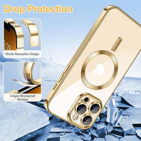 Husă Techsuit Luxury Crystal MagSafe pentru iPhone 13 Pro Max, aurie