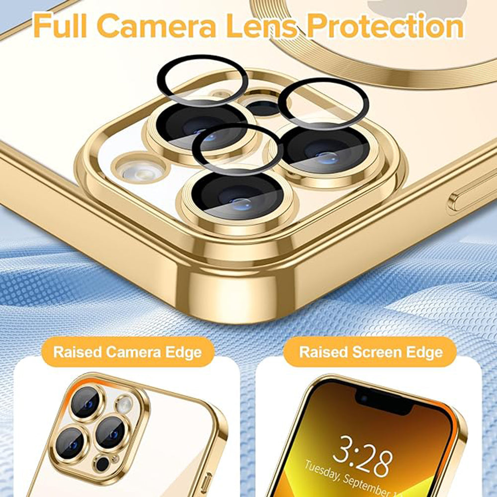 Husa de protectie Techsuit Luxury Crystal MagSafe compatibil cu iPhone 13 Pro Max, Auriu