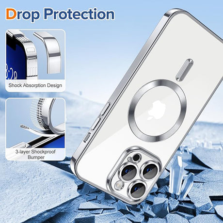 Husă Techsuit Luxury Crystal MagSafe argintiu pentru iPhone 13 Pro Max