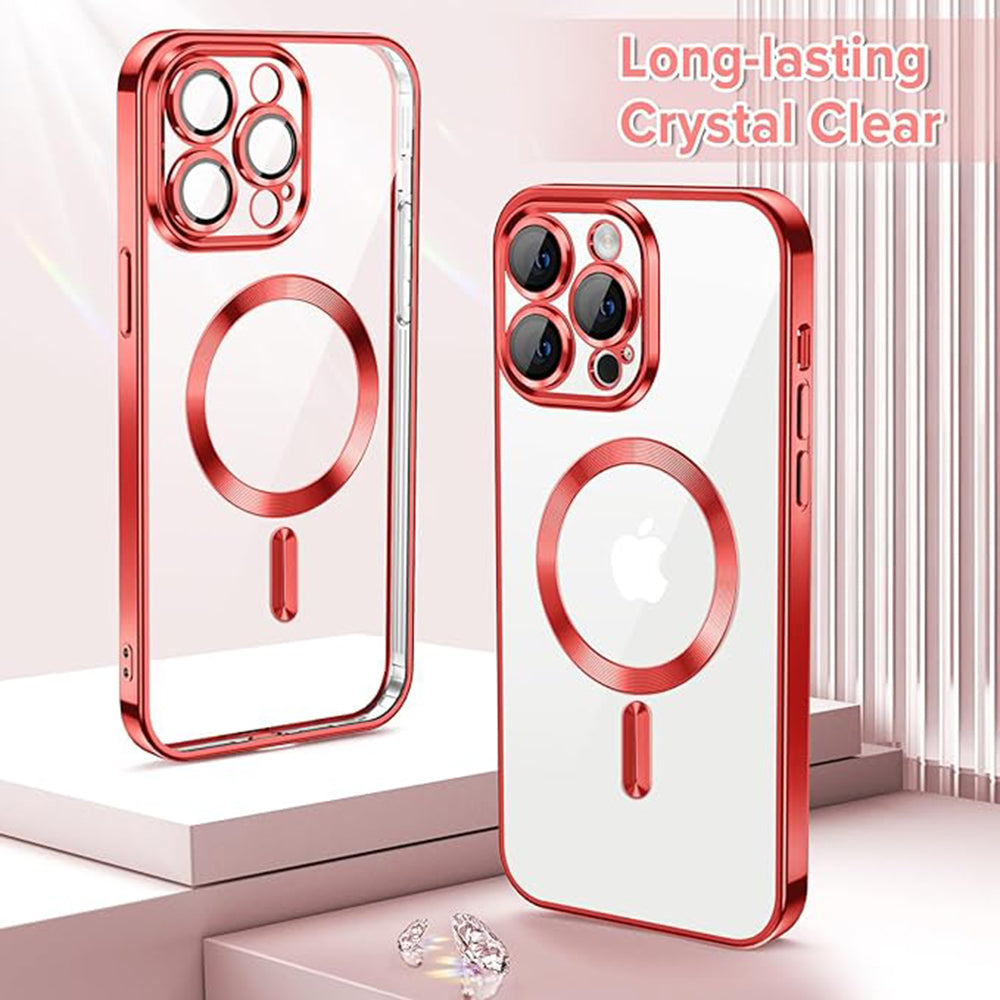 Husa de protectie Techsuit Luxury Crystal MagSafe compatibil cu iPhone 13 Pro Max, Roșu