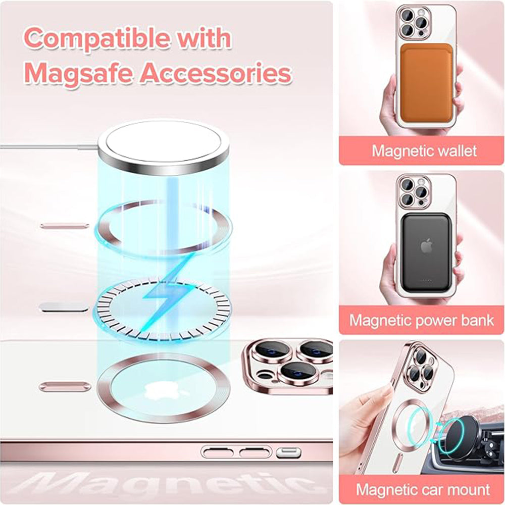 Husa de protectie Techsuit Luxury Crystal MagSafe compatibil cu iPhone 13 Pro Max, Roz