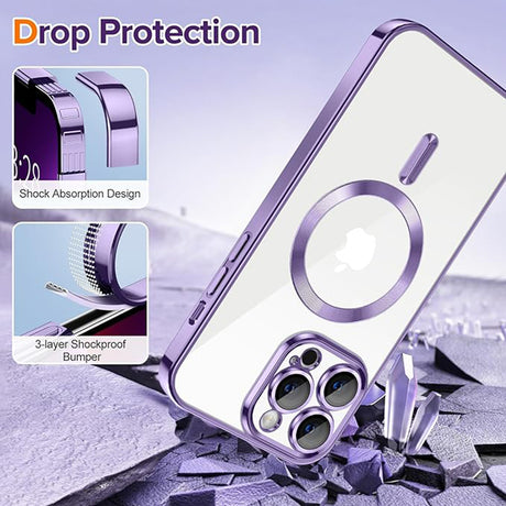 Husă Techsuit Luxury Crystal MagSafe pentru iPhone 13 Pro, mov deschis