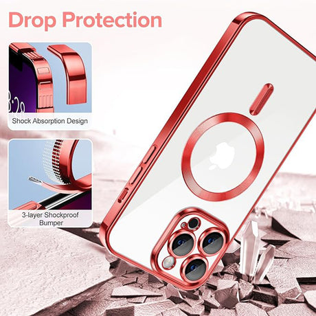 Husa de protectie Techsuit Luxury Crystal MagSafe compatibil cu iPhone 13 Pro, Rosu
