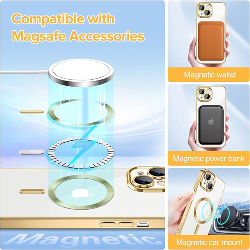 Husa de protectie Techsuit Luxury Crystal MagSafe compatibil cu iPhone 13, Auriu