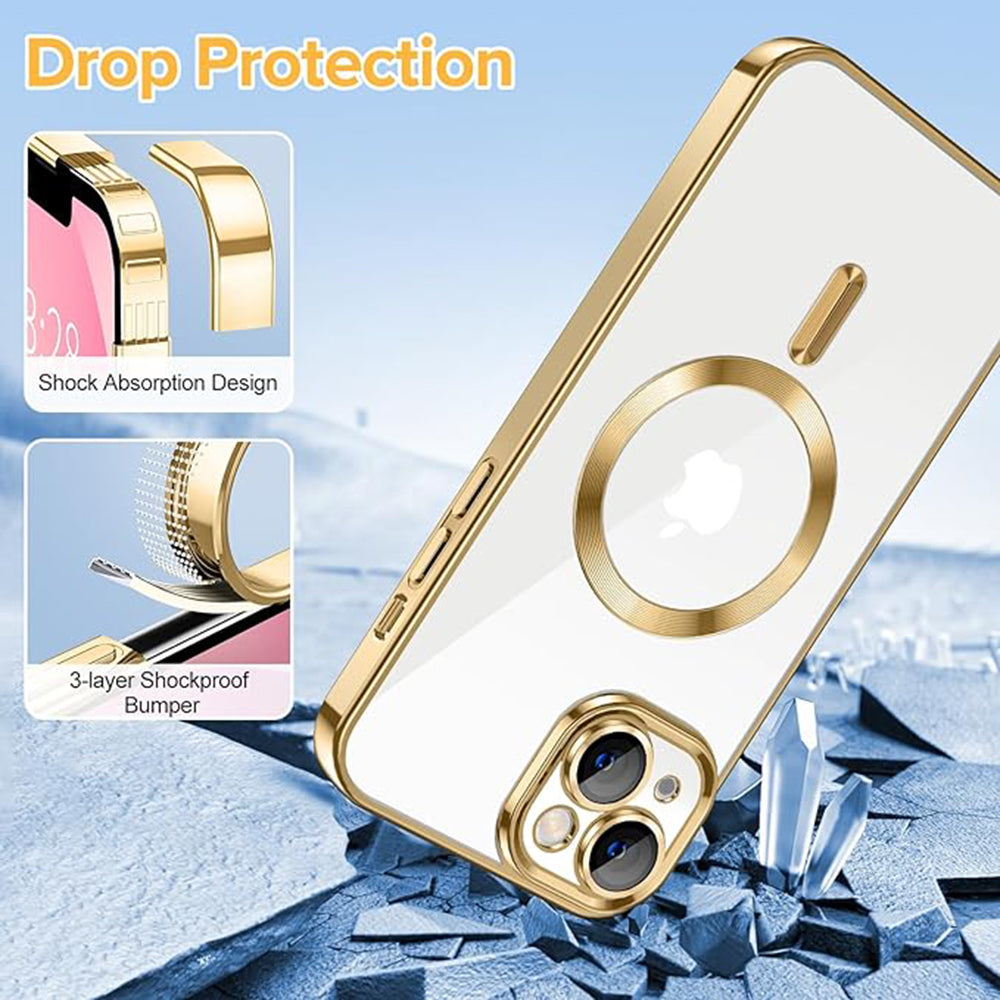 Husa de protectie Techsuit Luxury Crystal MagSafe compatibil cu iPhone 13, Auriu