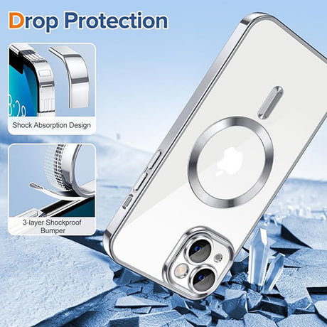 Husă de protecție Techsuit Luxury Crystal compatibil MagSafe pentru iPhone 13, argintie