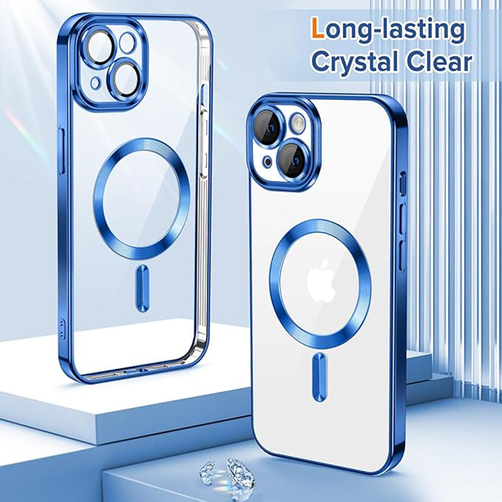 Husa de protectie Techsuit Luxury Crystal MagSafe compatibil cu iPhone 13, Albastru Inchis
