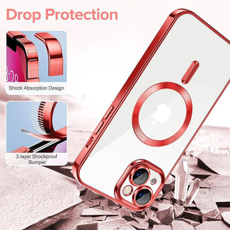 Techsuit Luxury Crystal MagSafe husă roșie pentru iPhone 13